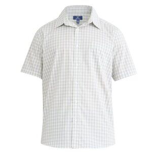 George Men's and Big Men's Button Up Commuter Shirt with Short Sleeves Cream